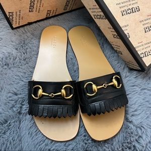 Gucci horsebit sandals black size 38